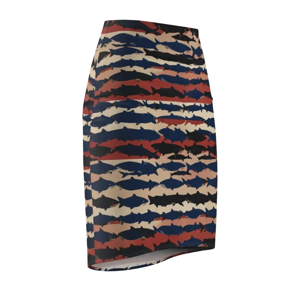 Midnight Run Fish on Pencil Skirt — Front Side