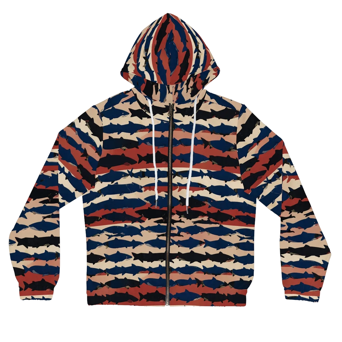 Midnight Run Fish on Women's Full-Zip Hoodie — Front