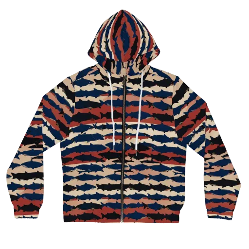 Midnight Run Fish on a Women's Full-Zip Hoodie
