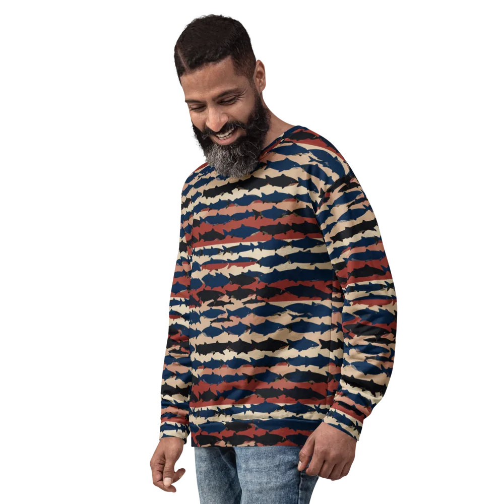 Midnight Run Fish on Sweatshirt — Left Front