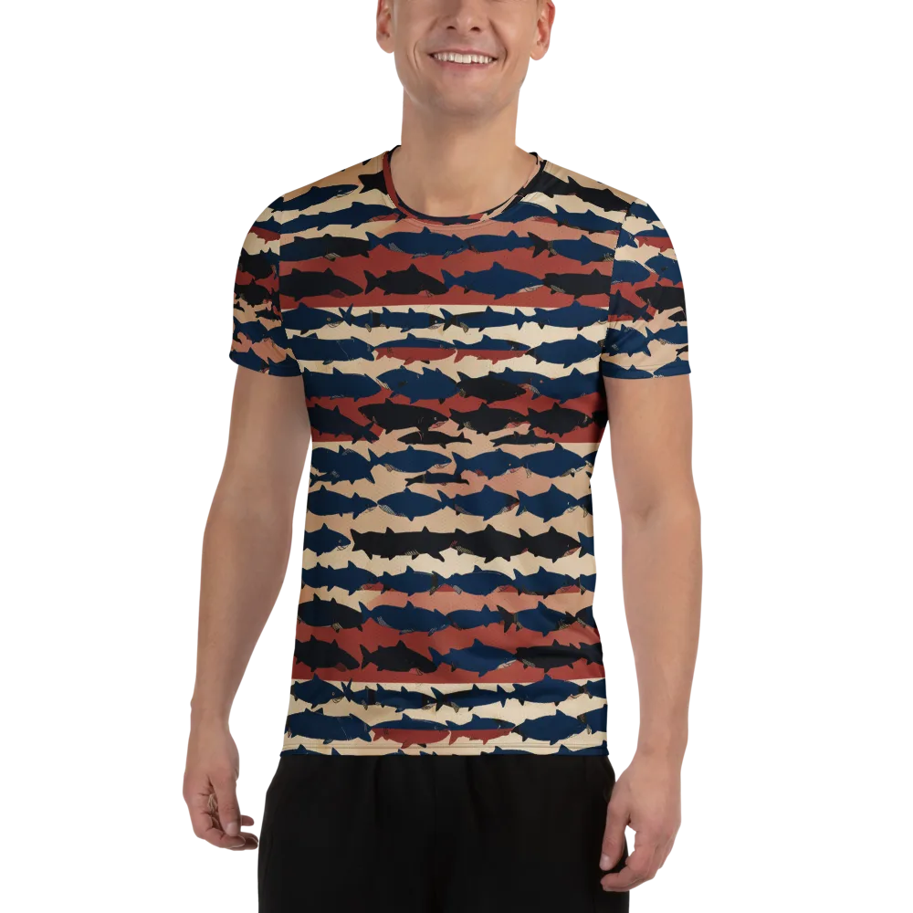 Midnight Run Fish on Men's Athletic T-Shirt — Front