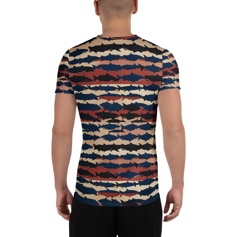 Midnight Run Fish on Men's Athletic T-Shirt — Back