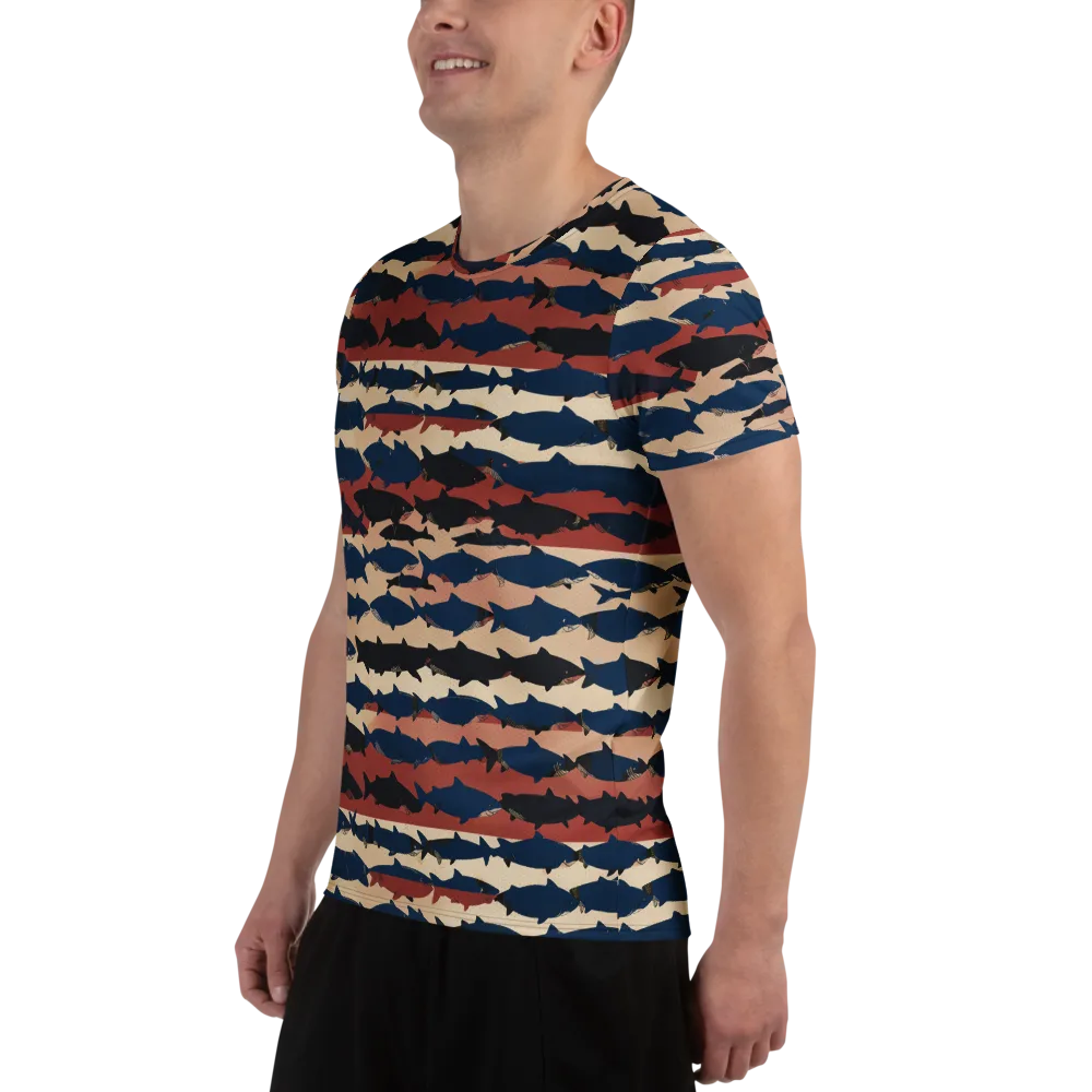Midnight Run Fish on Men's Athletic T-Shirt — Left