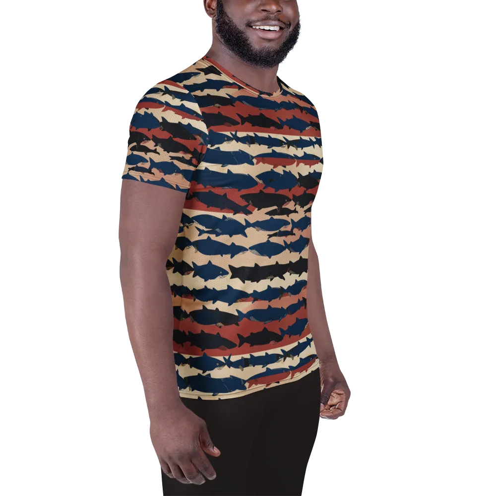 Midnight Run Fish on Men's Athletic T-Shirt — Right