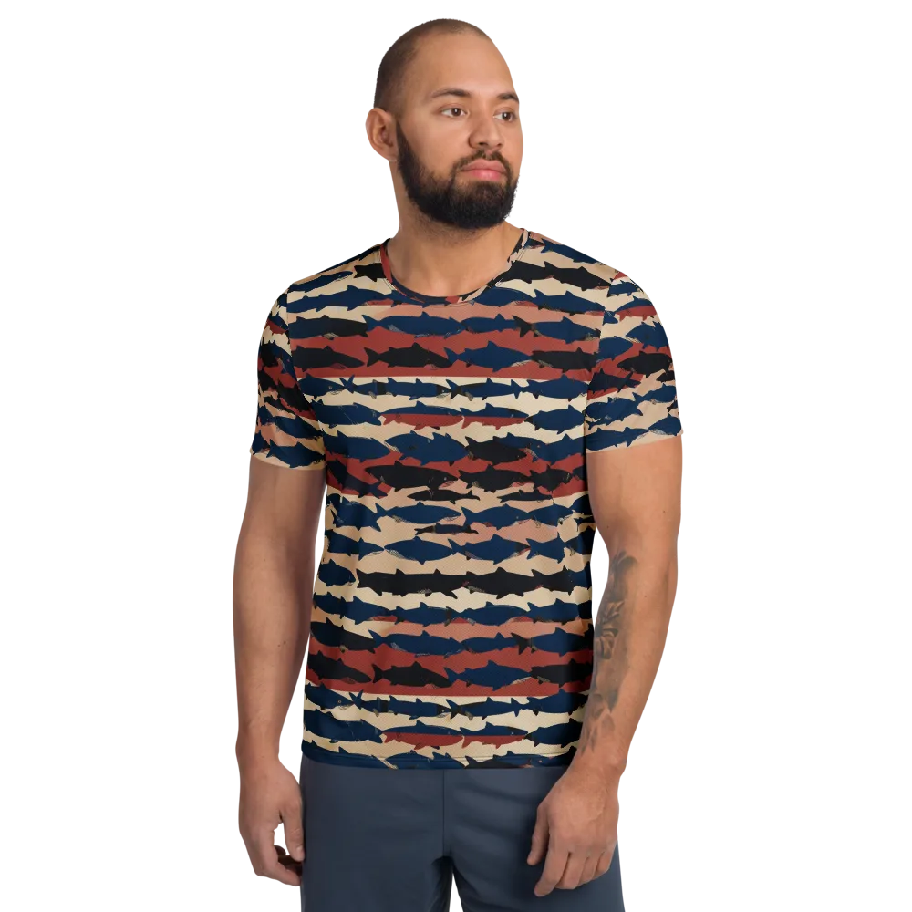 Midnight Run Fish on Men's Athletic T-Shirt — Front