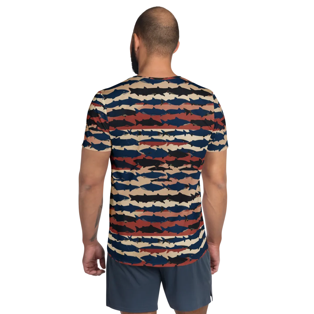 Midnight Run Fish on Men's Athletic T-Shirt — Back