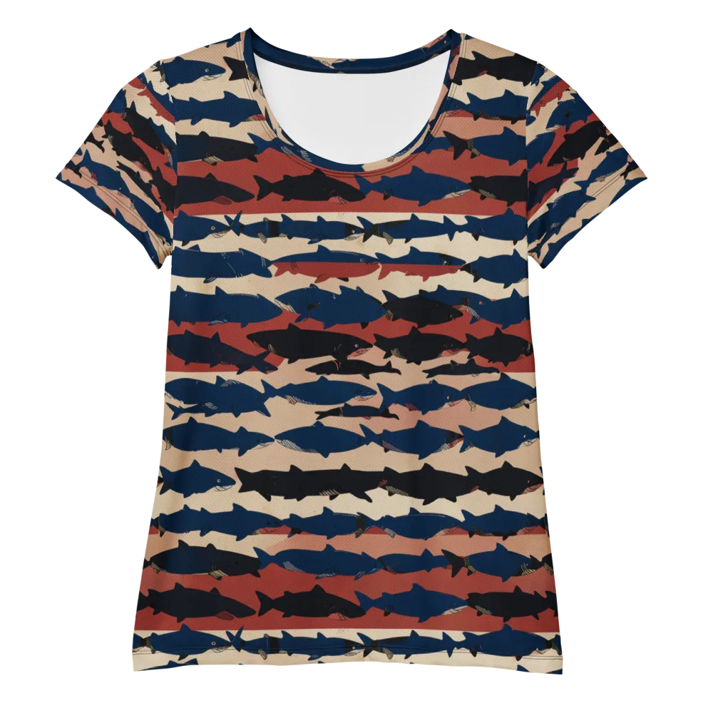 Midnight Run Fish on Women's Athletic T-Shirt — Front