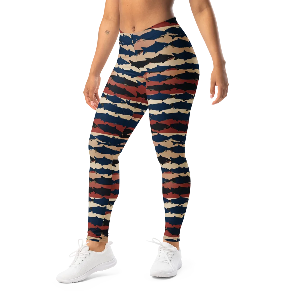 Midnight Run Fish on Leggings — Left Front