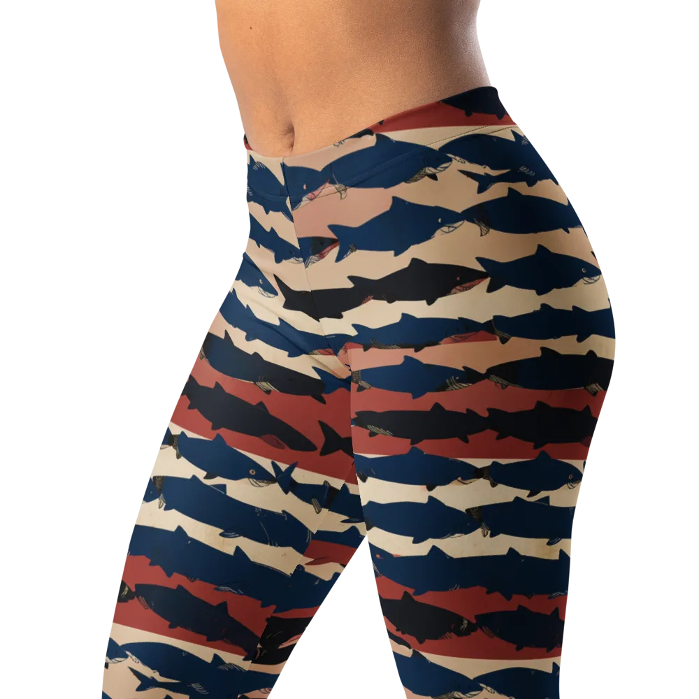 Midnight Run Fish on Leggings — Left Front