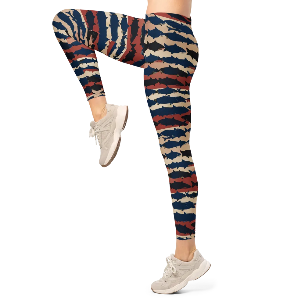 Midnight Run Fish on Leggings — Left