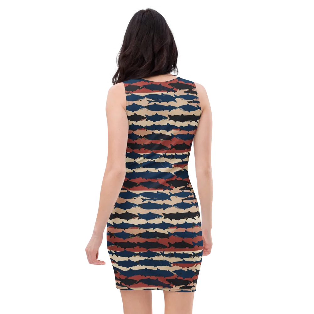 Midnight Run Fish on Bodycon Dress — Back