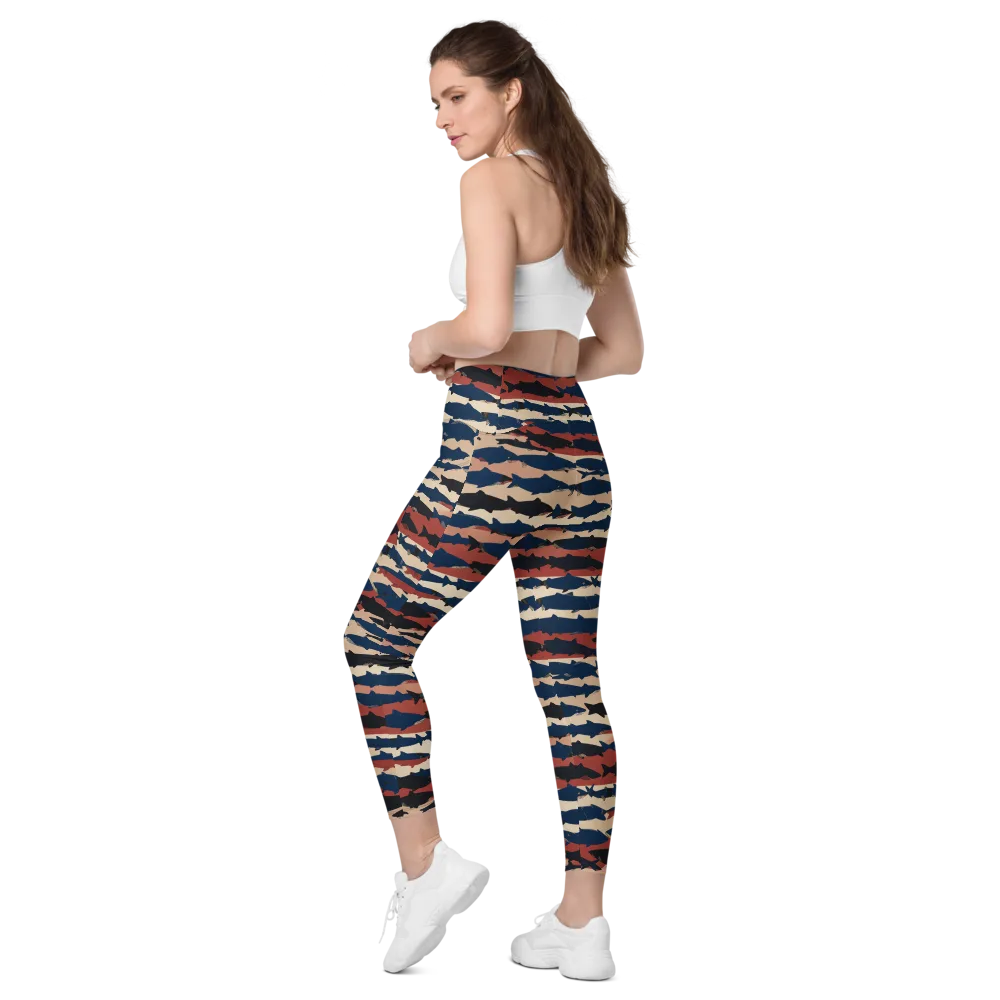 Midnight Run Fish on Leggings with Pockets — Left Back