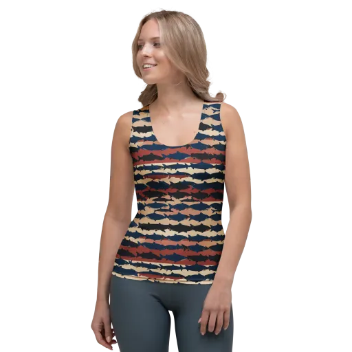Midnight Run Fish on a Women's Tank Top