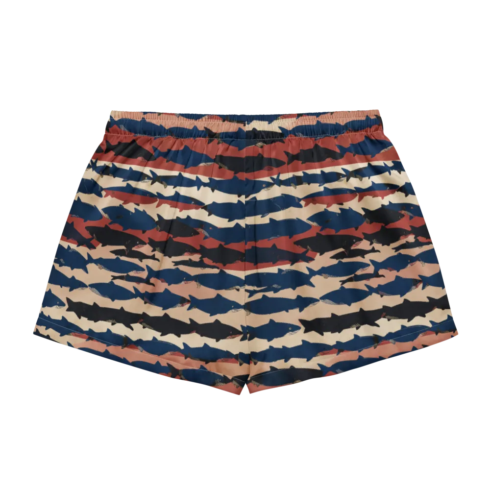 Midnight Run Fish on Women's Pajama Shorts — Back