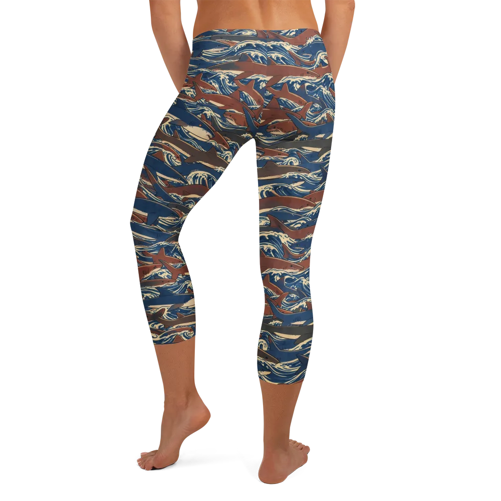 Tidal Teeth on Capri Leggings — Back
