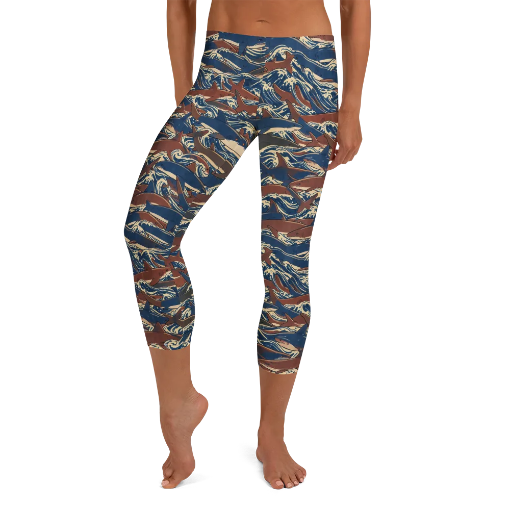 Tidal Teeth on Capri Leggings — Front