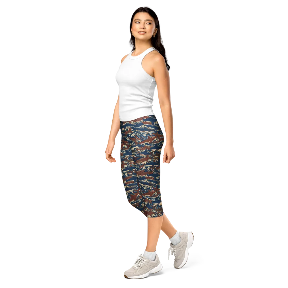 Tidal Teeth on Capri Leggings — Left Front