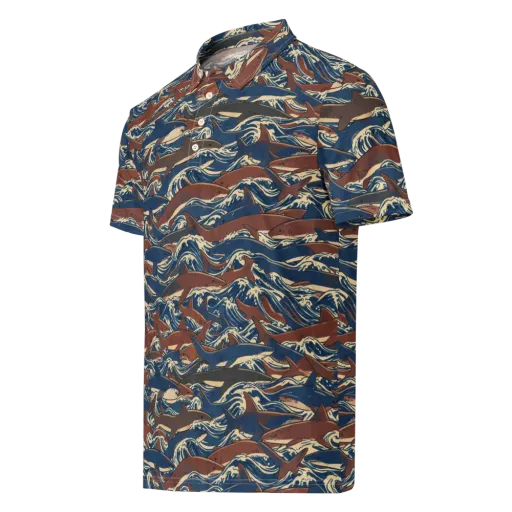 Tidal Teeth on a Men's Slim Fit Polo Shirt