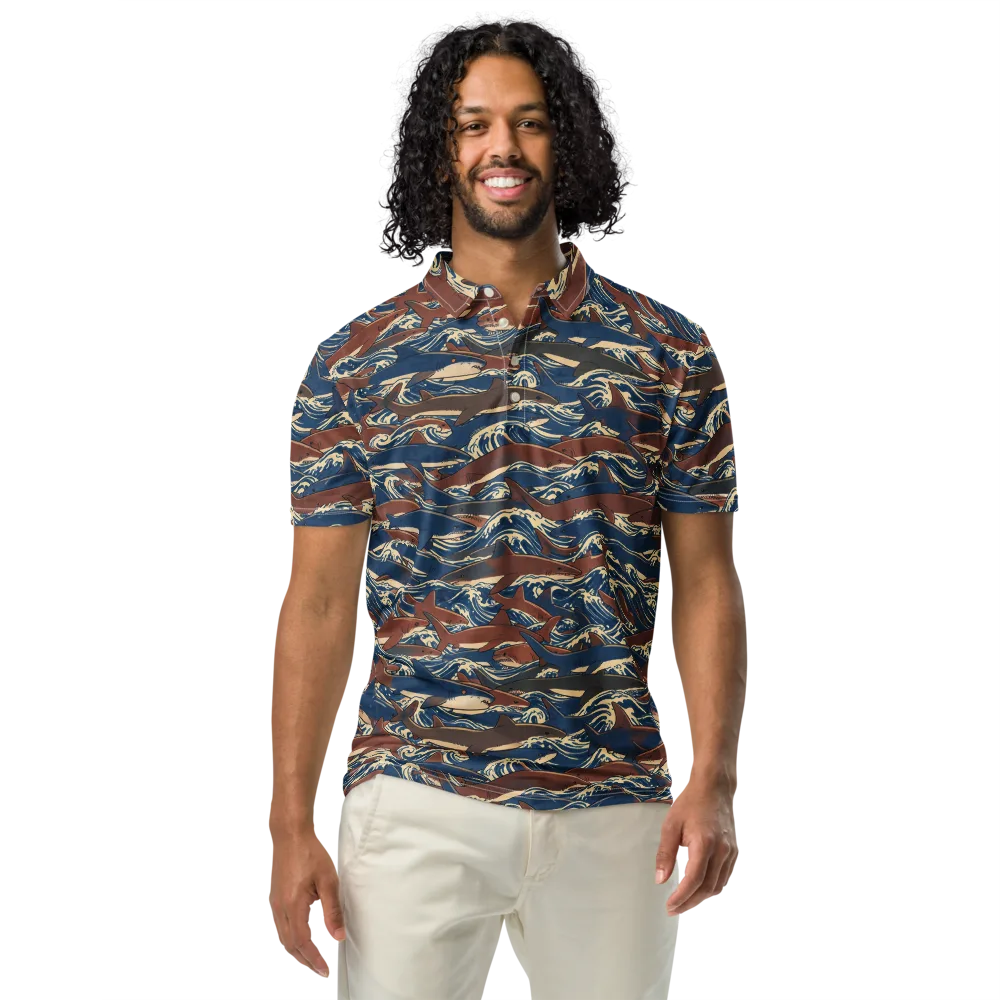 Tidal Teeth on Men's Slim Fit Polo Shirt — Front