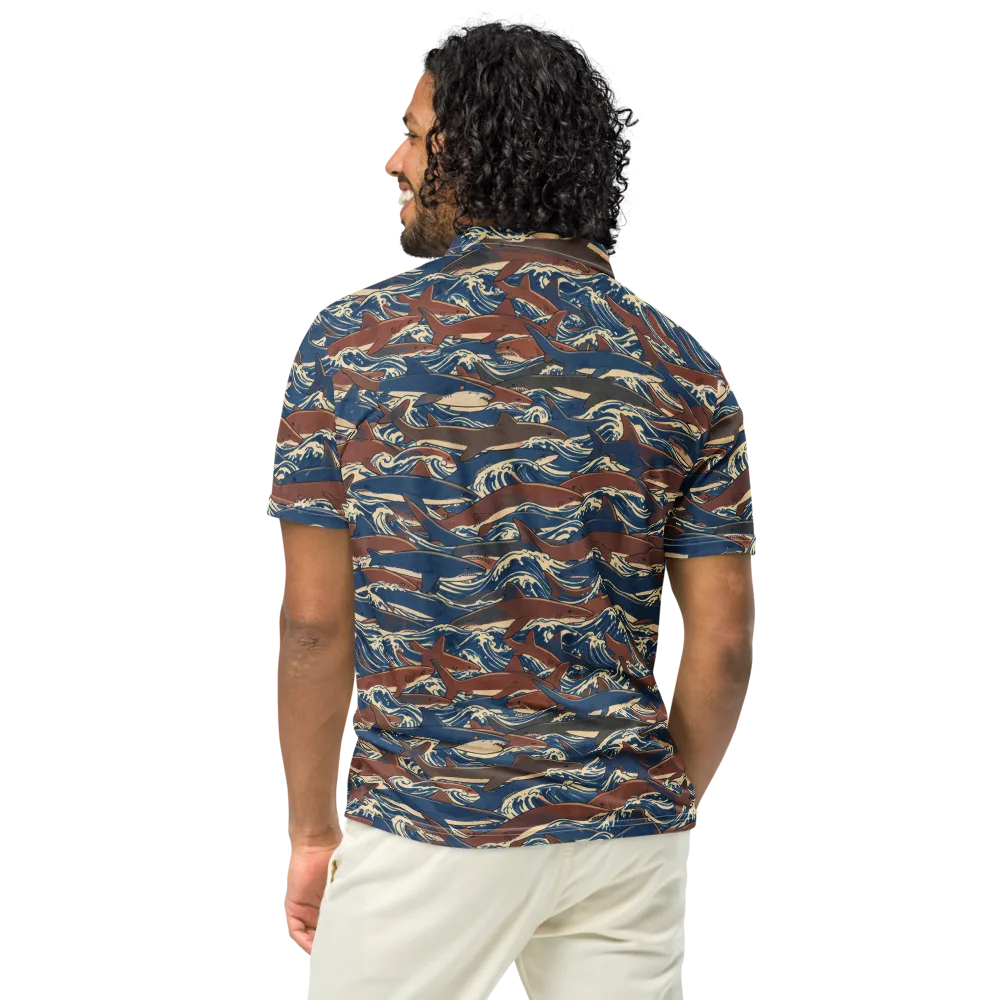 Tidal Teeth on Men's Slim Fit Polo Shirt — Back