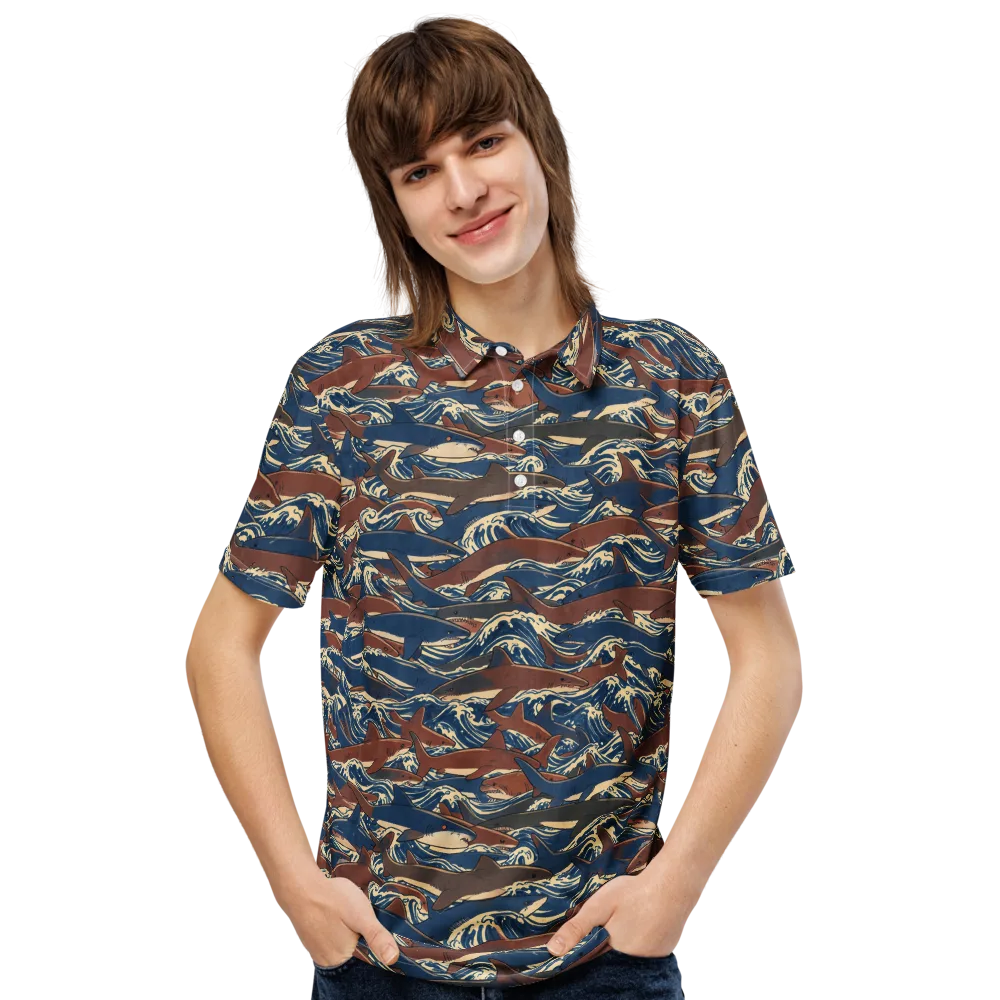 Tidal Teeth on Men's Slim Fit Polo Shirt — Front