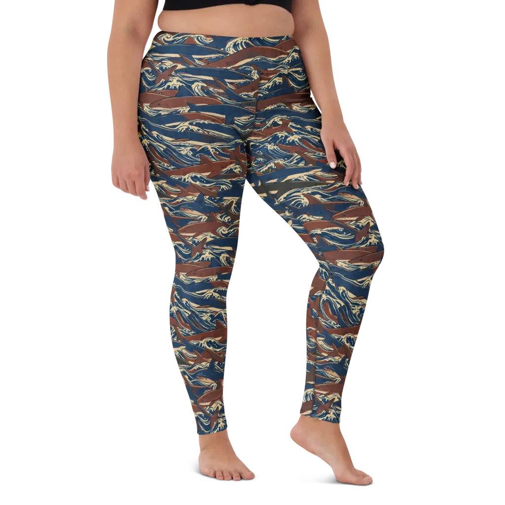 Tidal Teeth on Yoga Leggings — Front
