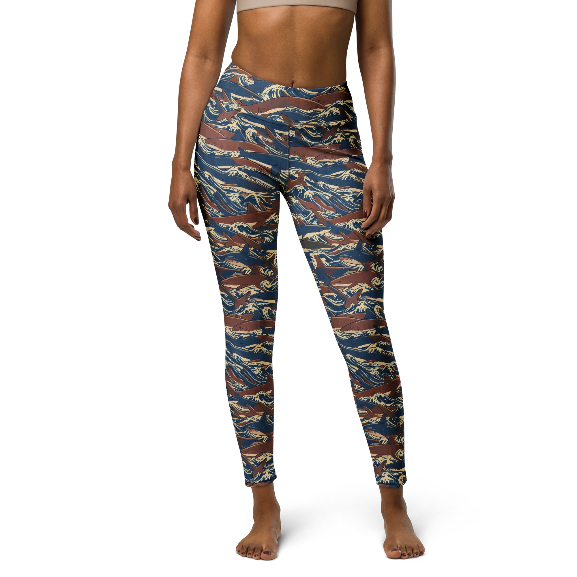 Tidal Teeth on Yoga Leggings — Front