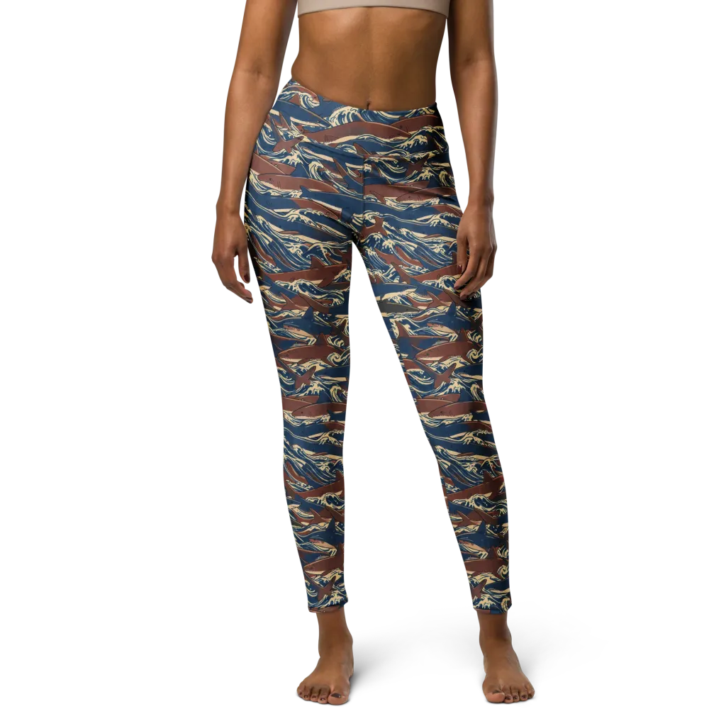 Tidal Teeth on Yoga Leggings — Front