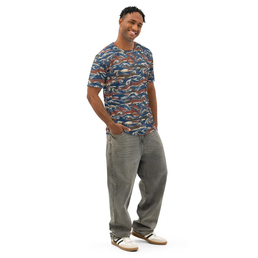 Tidal Teeth on Men's Cotton Crew Neck T-Shirt — Right Front