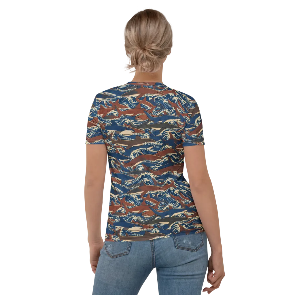 Tidal Teeth on Women's Crew Neck T-Shirt — Back