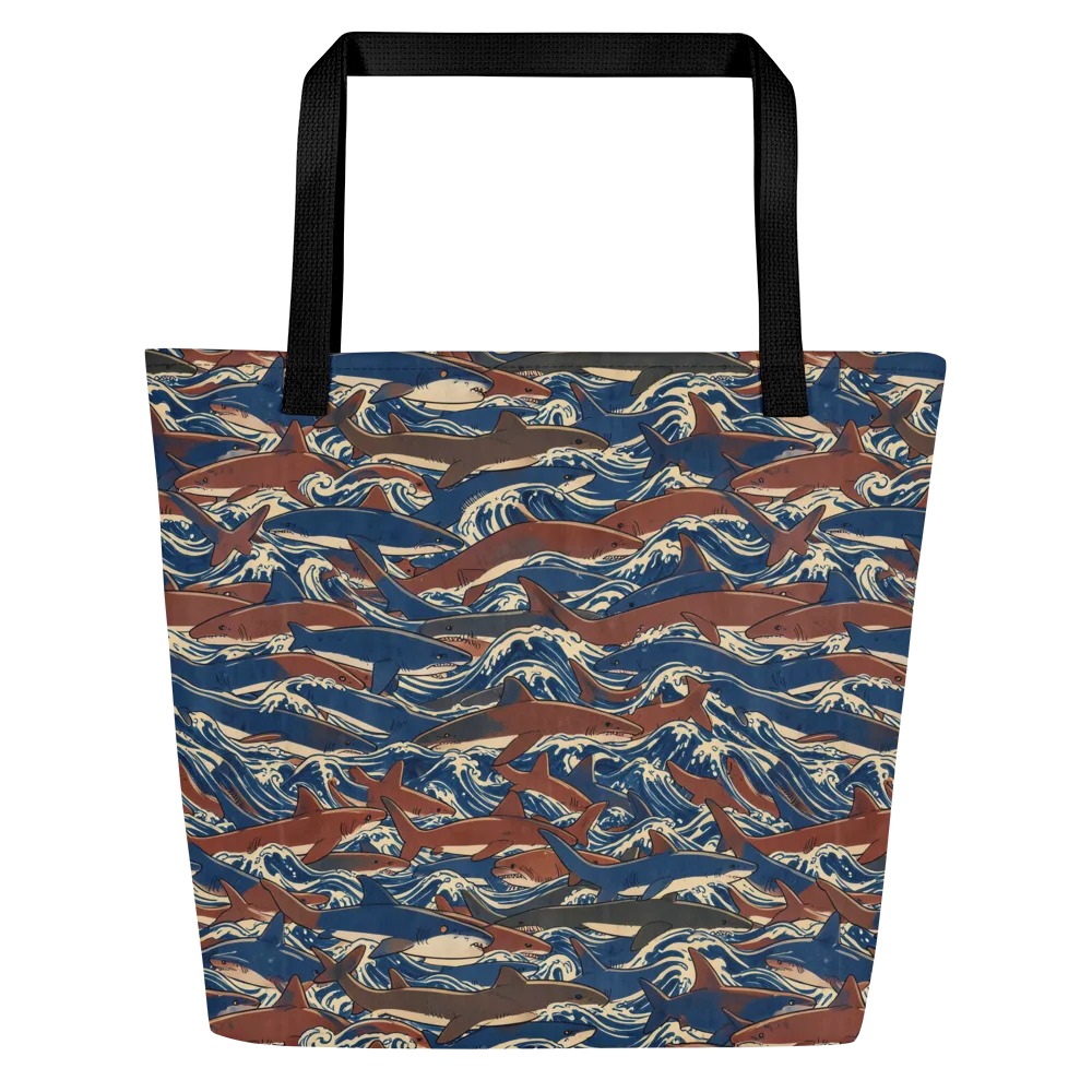 Tidal Teeth on Large Tote Bag W/ Pocket — Front