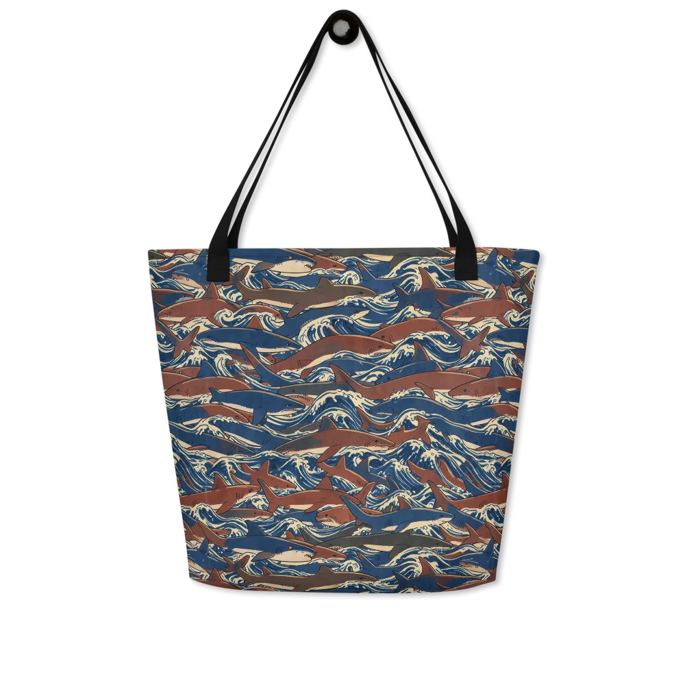 Tidal Teeth on Large Tote Bag W/ Pocket — Front