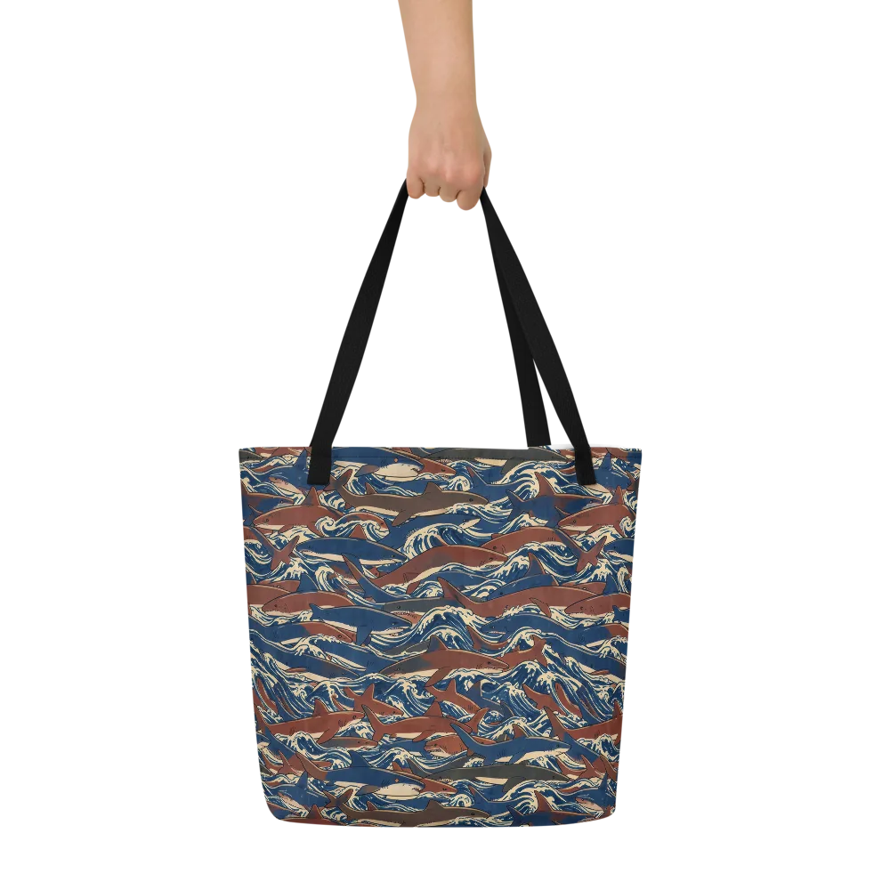 Tidal Teeth on Large Tote Bag W/ Pocket — Front