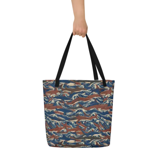 Tidal Teeth on a Large Tote Bag W/ Pocket