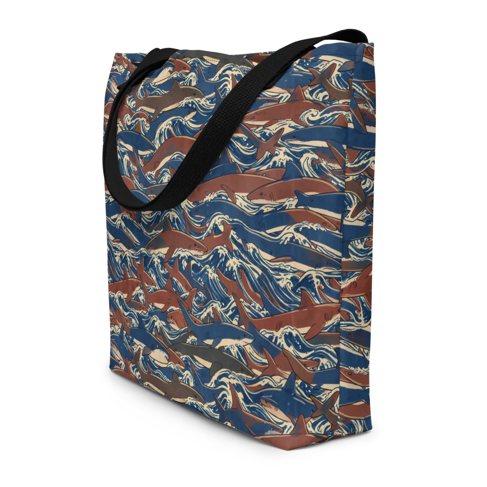 Tidal Teeth on Large Tote Bag W/ Pocket — Front