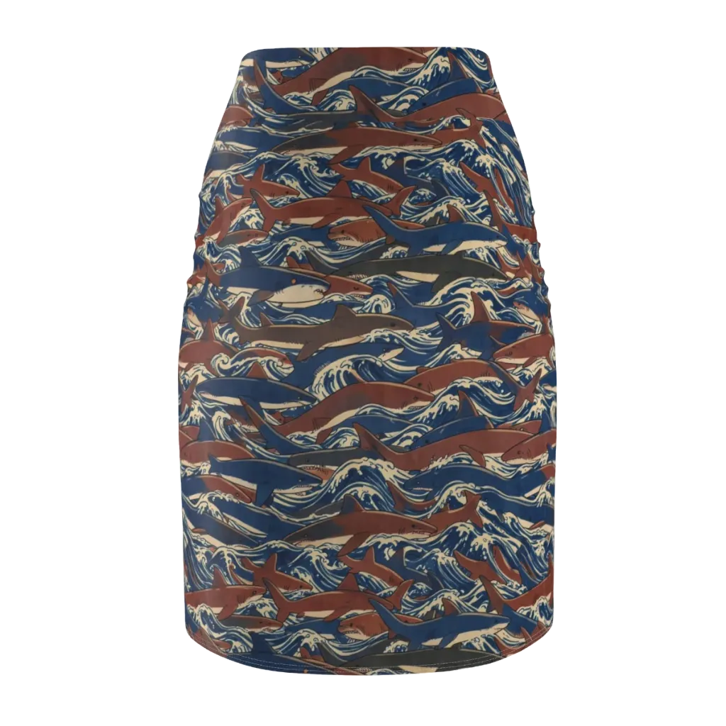 Tidal Teeth on Pencil Skirt — Back
