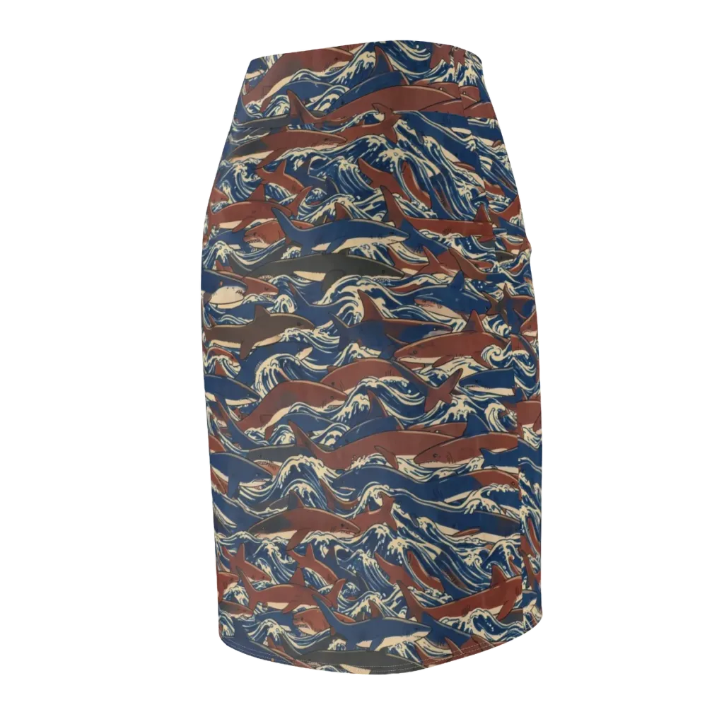 Tidal Teeth on Pencil Skirt — Back Side
