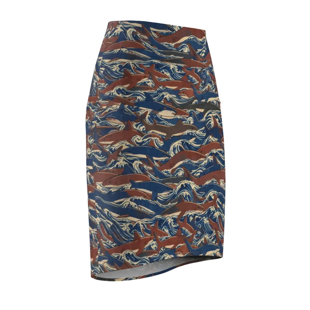 Tidal Teeth on Pencil Skirt — Front Side