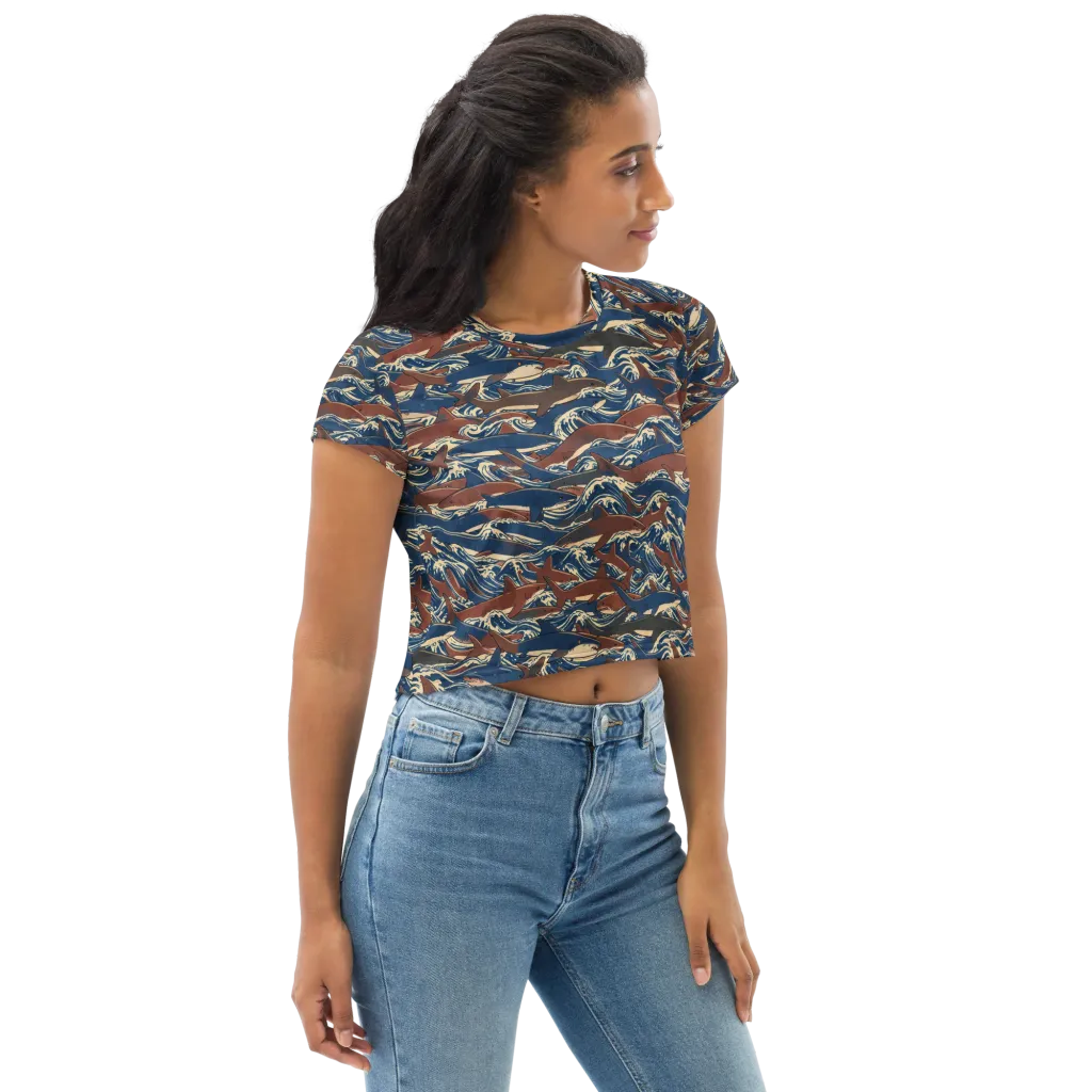 Tidal Teeth on Crop Tee — Right Front