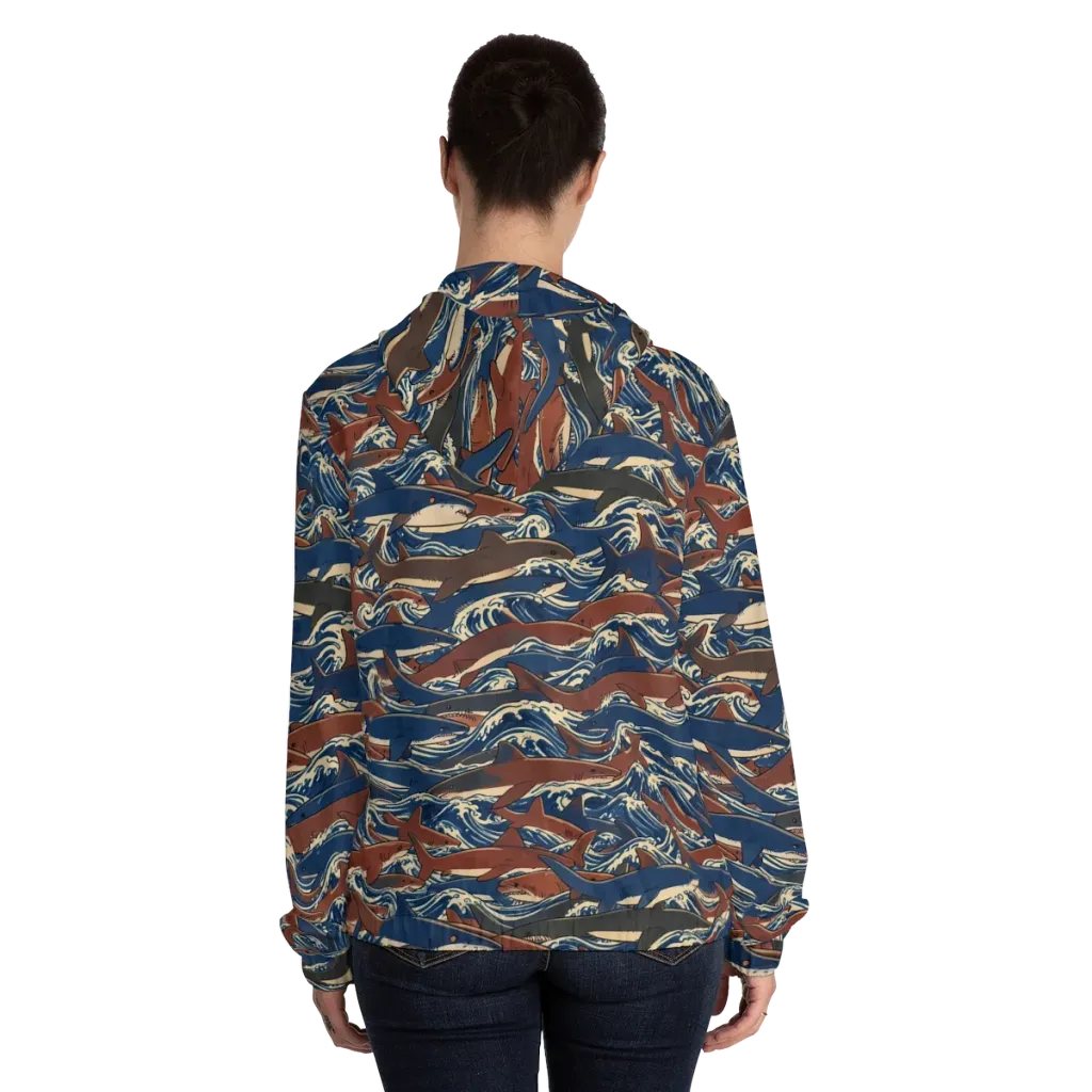 Tidal Teeth on Women's Full-Zip Hoodie — Back On Person