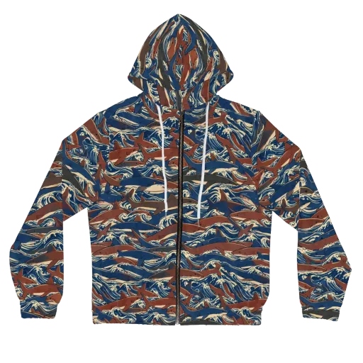 Tidal Teeth on a Women's Full-Zip Hoodie