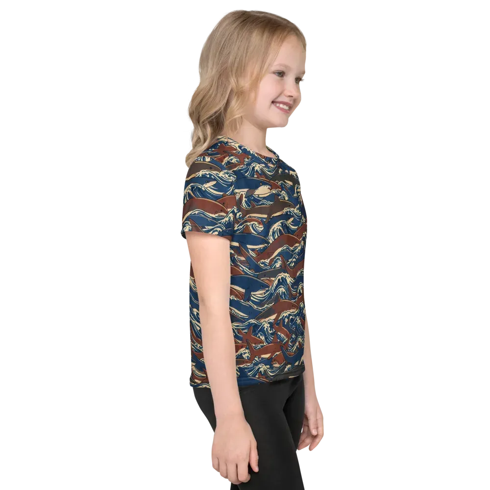 Tidal Teeth on Kids Crew Neck T-Shirt — Right