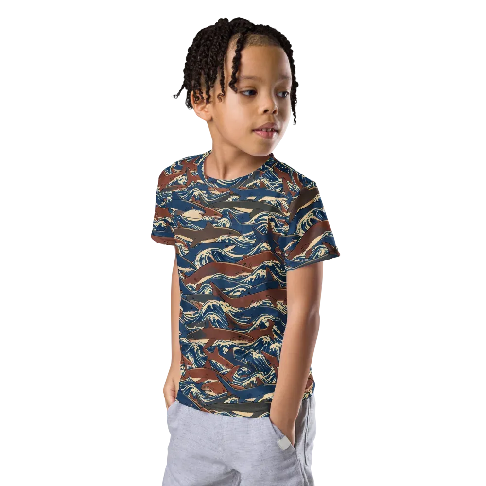 Tidal Teeth on Kids Crew Neck T-Shirt — Left Front