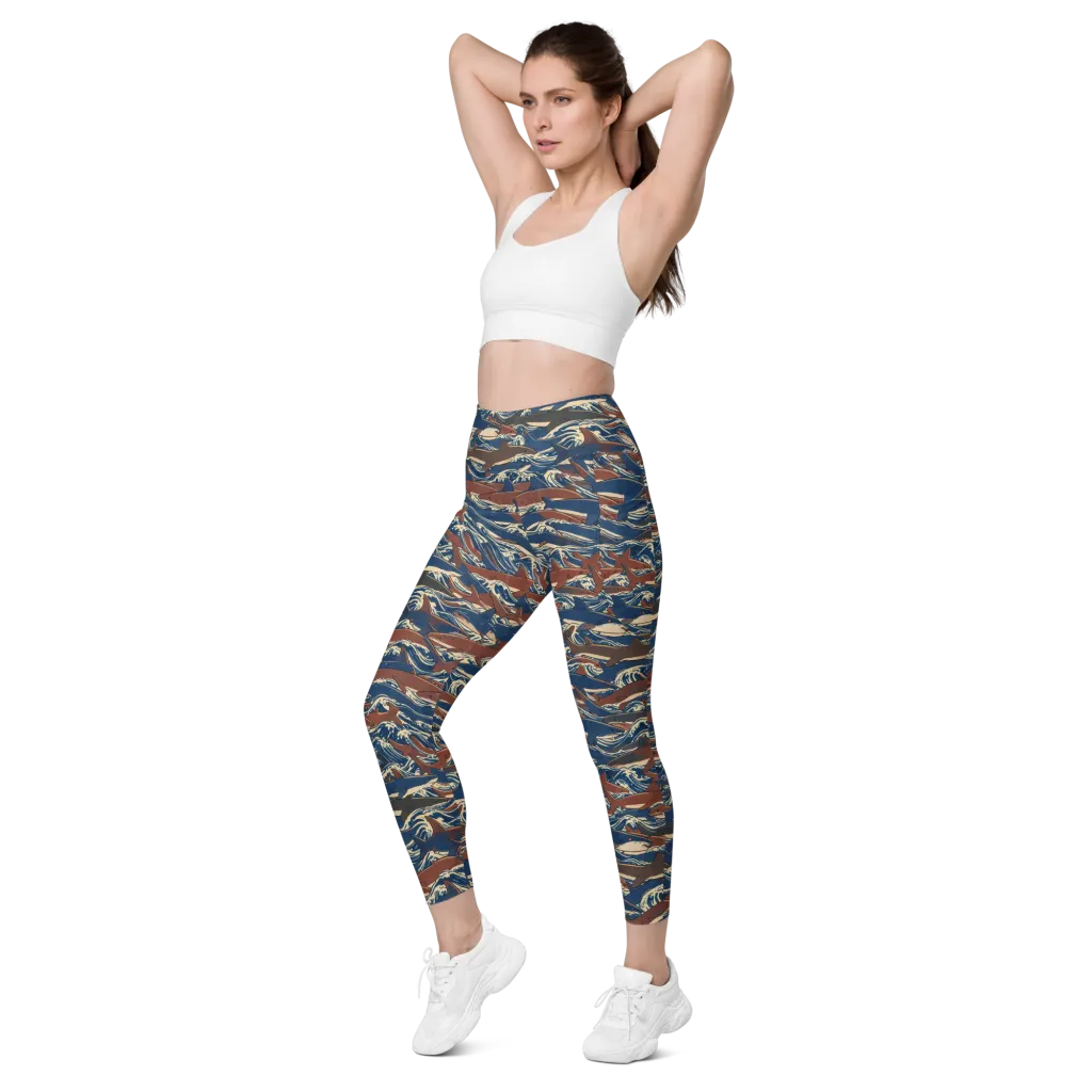 Tidal Teeth on Leggings with Pockets — Left Front