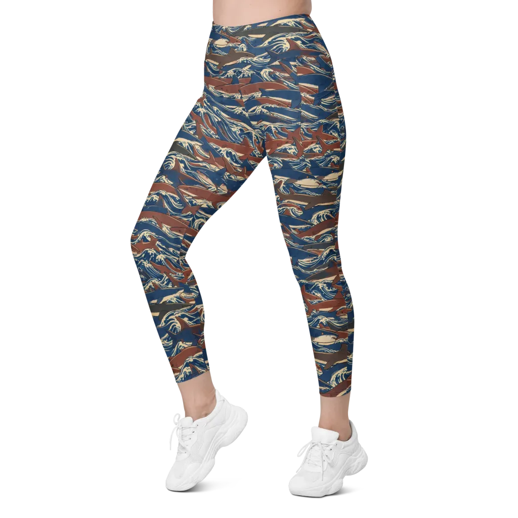 Tidal Teeth on Leggings with Pockets — Left Front