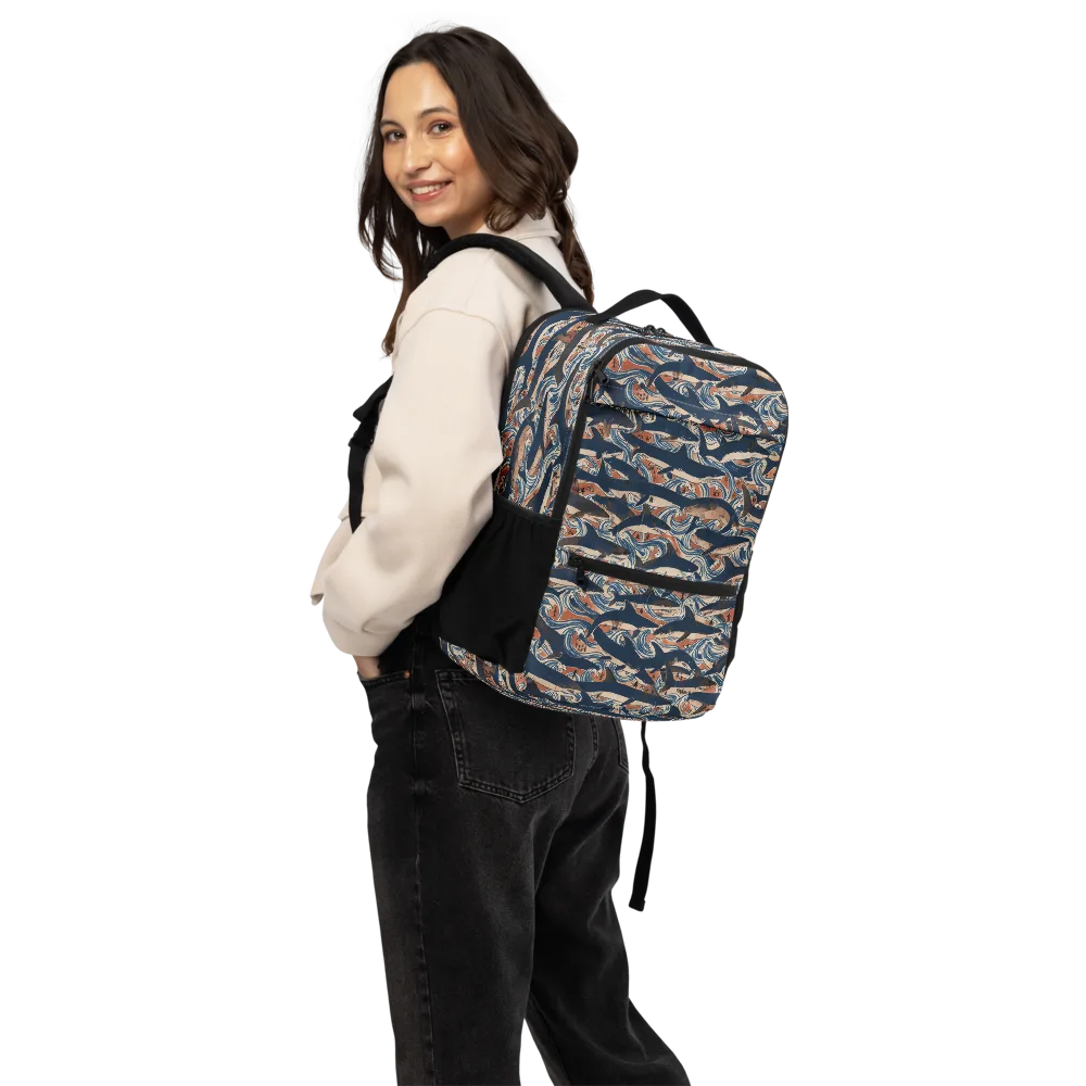 Indigo Koi Current on Utility Backpack — Back