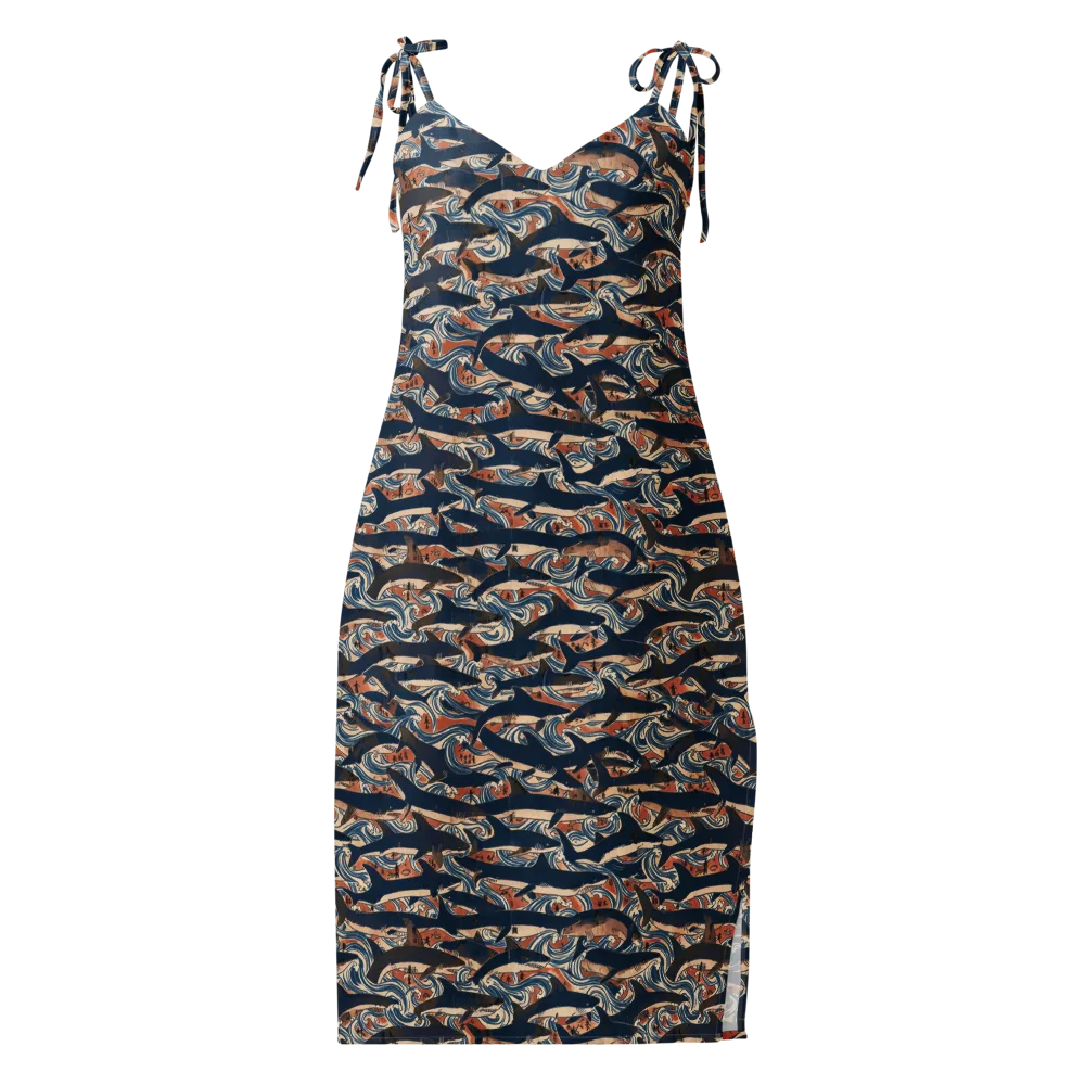 Indigo Koi Current on Slip Dress — Front