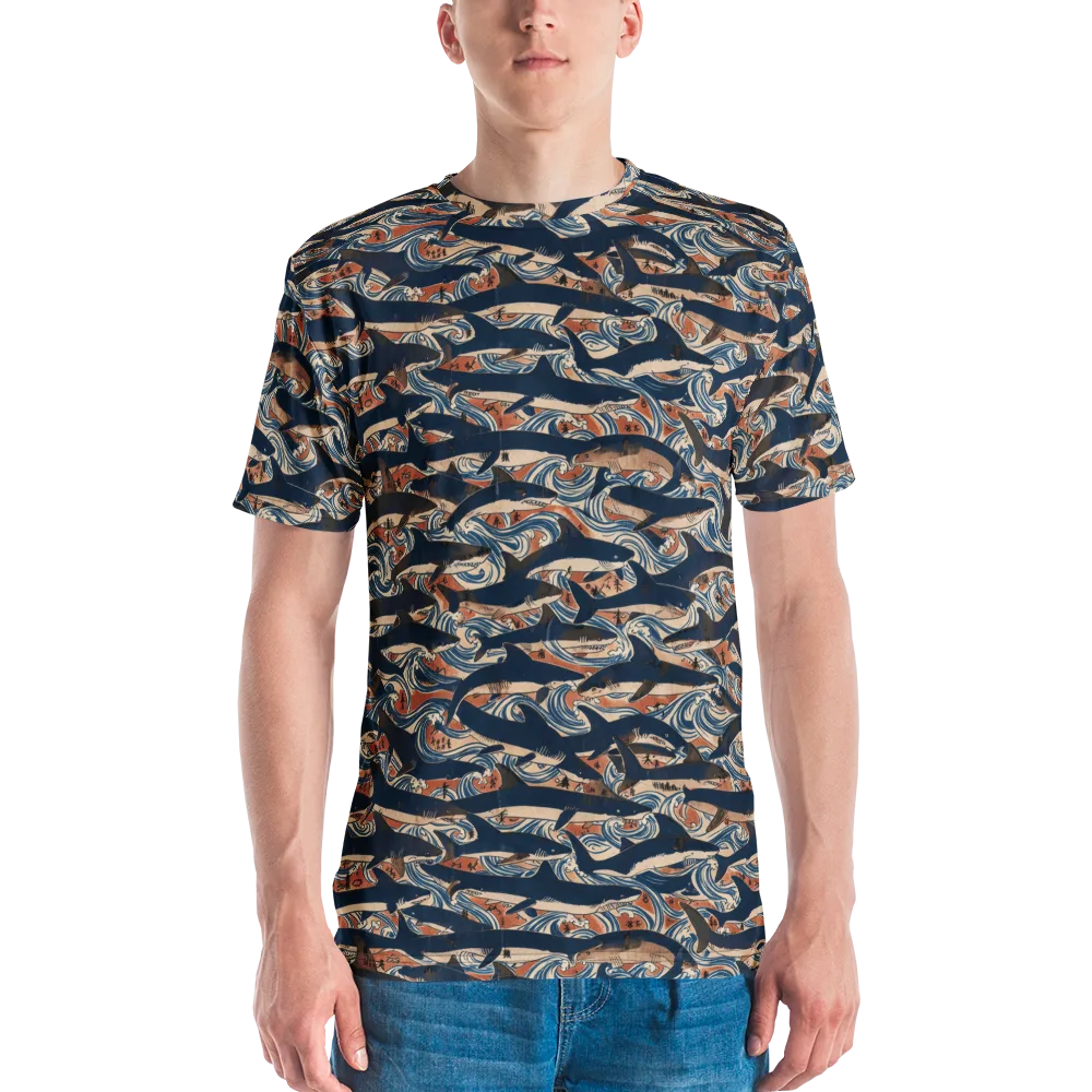 Indigo Koi Current on Men's Crew Neck T-Shirt — Front