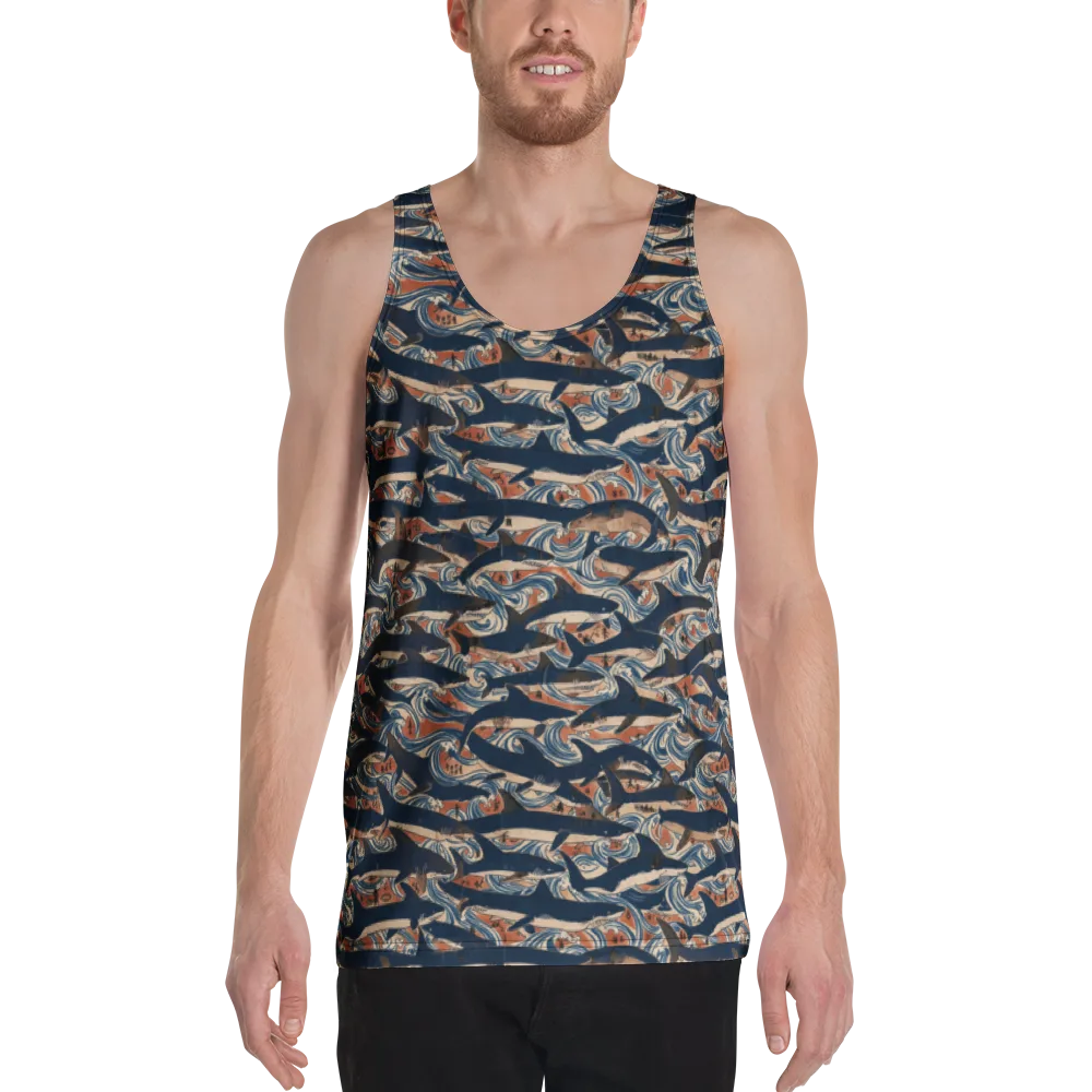 Indigo Koi Current on Men's Tank Top — Front