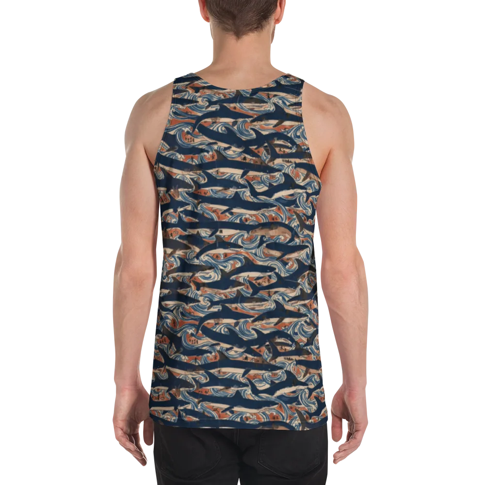 Indigo Koi Current on Men's Tank Top — Back